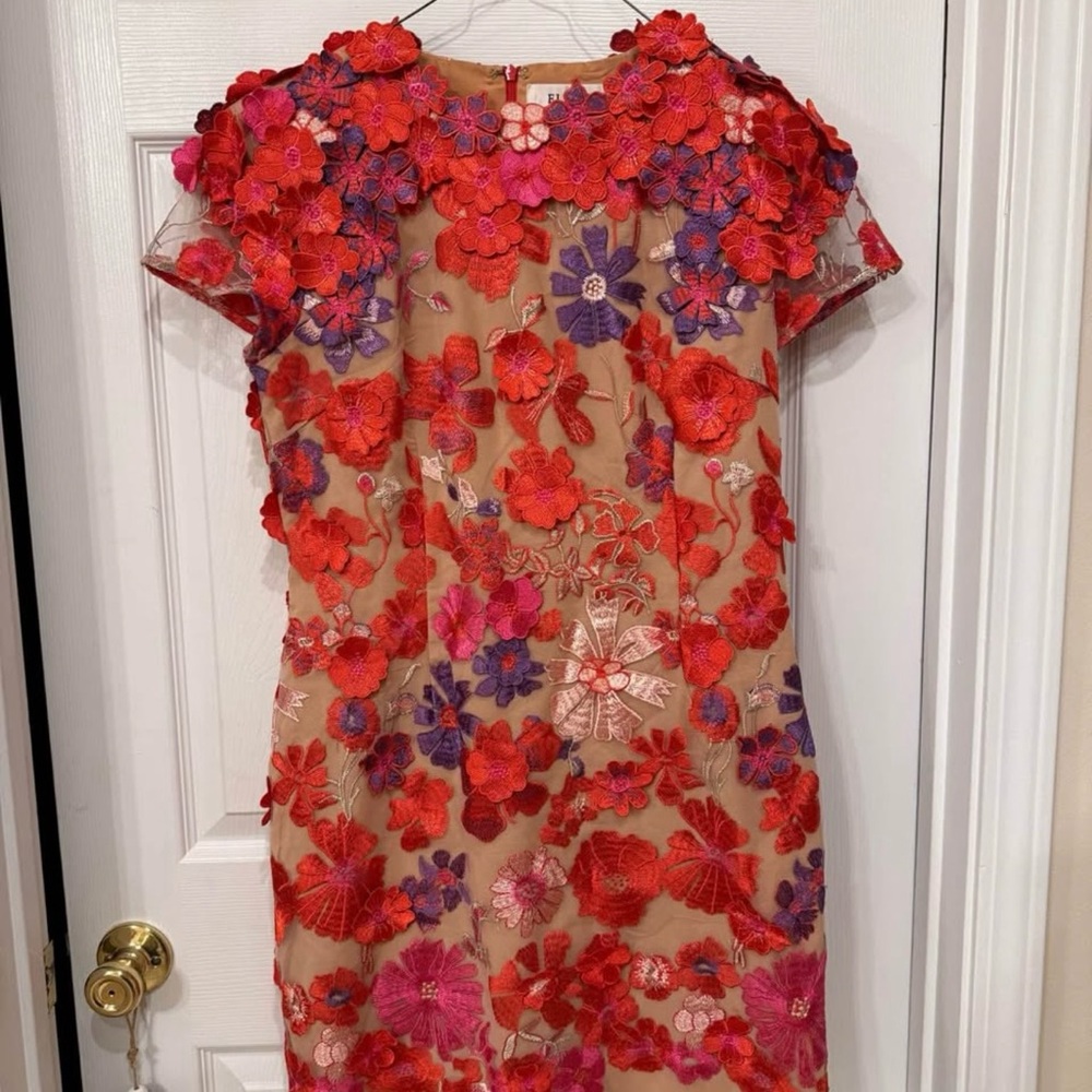 REVOLVE Floral Embroidered Dress - Red and Purple